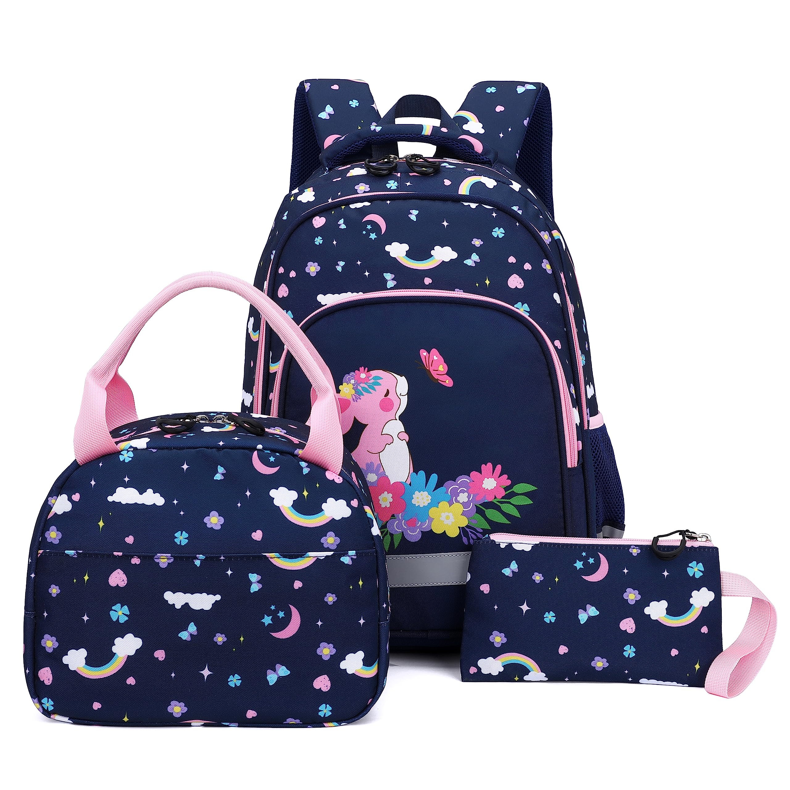 BEFUNIRISE School Backpack Kids Set Middle Elementary Preschool with Lunch Bag & Pencil Case Bookbags for Boys Girls