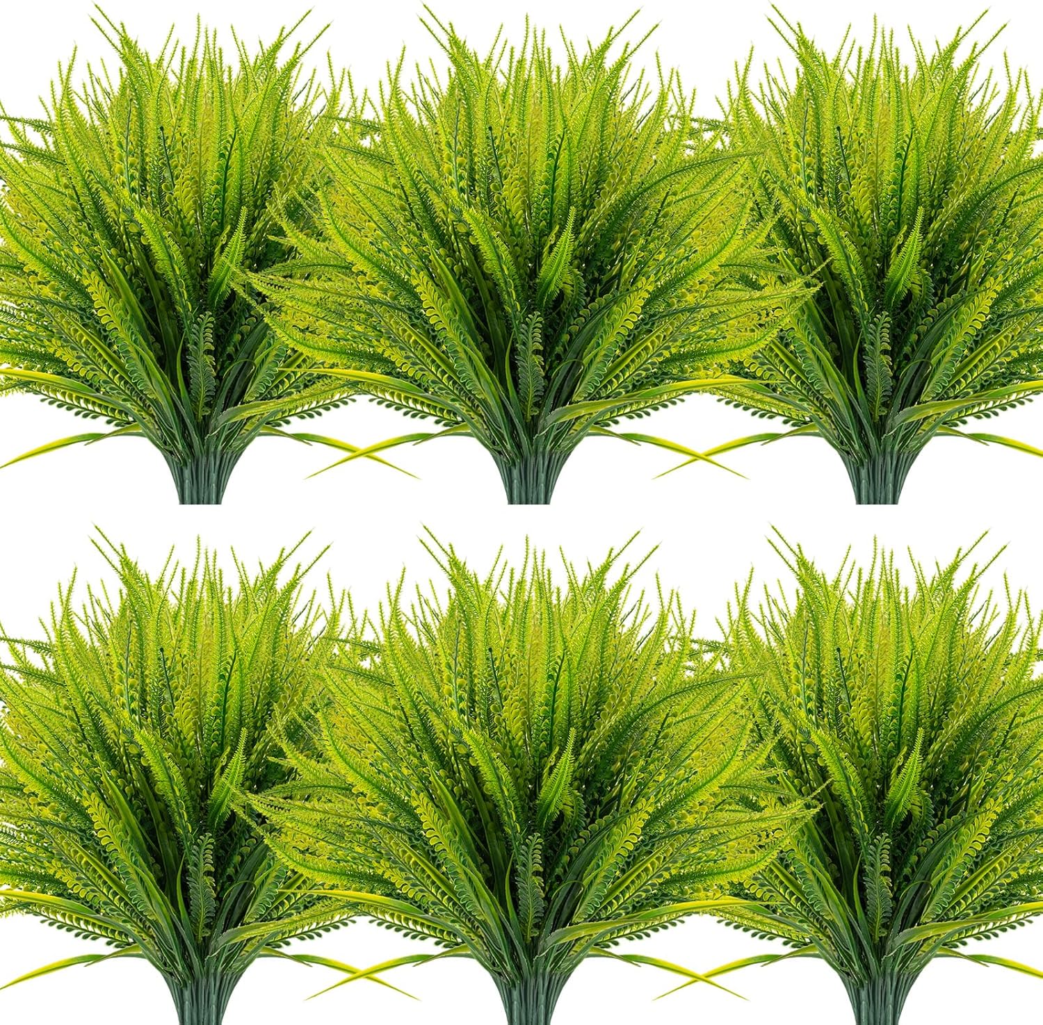 ZEOSTARO 12 Bundles Artificial Plants Outdoor Fake Boston Fern Greenery with Flowers Faux UV Resistant Shrubs Garden Patio Porch Window Box Farmhouse Hanging Decor(Green)