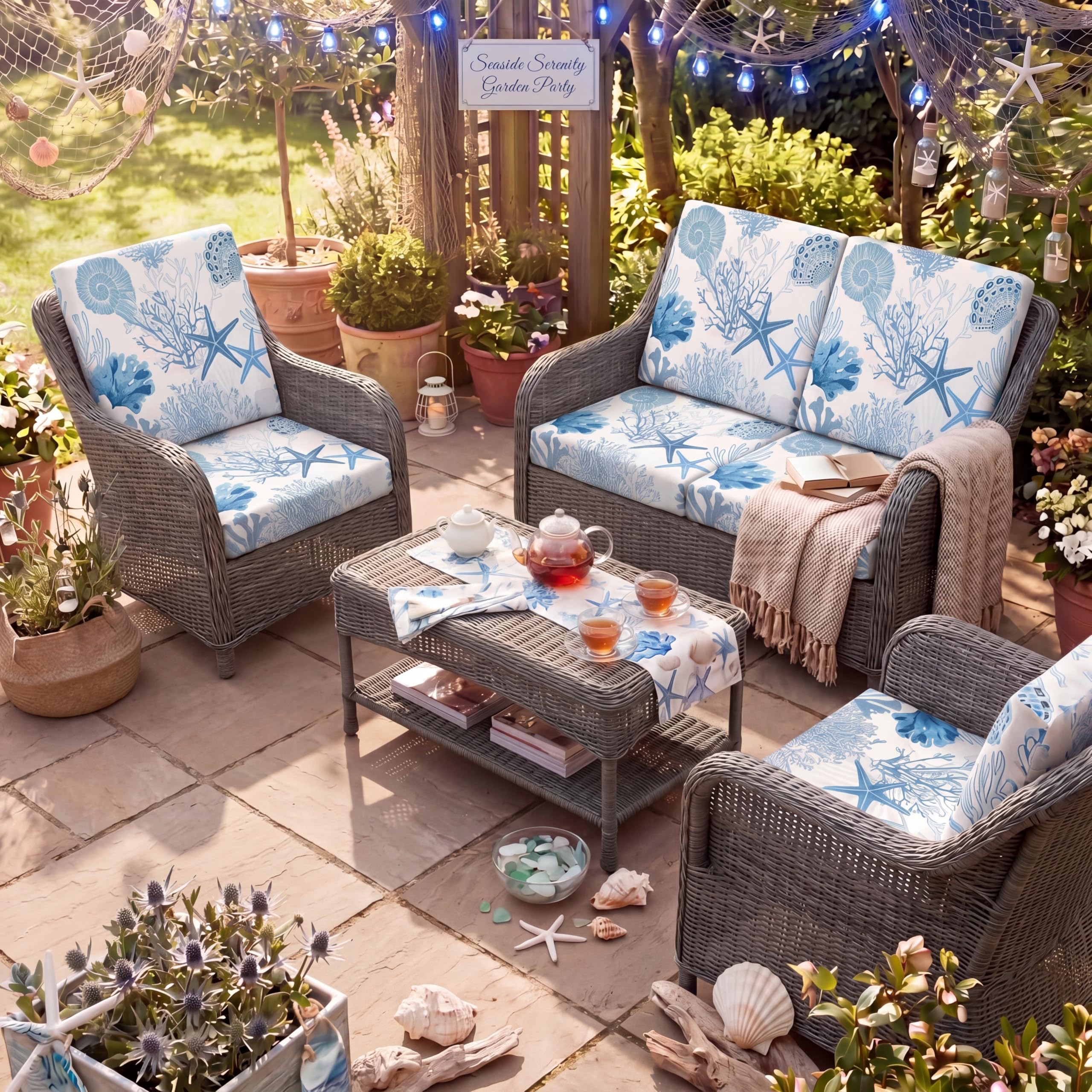 Coral Patio Cushion Covers - Stretch Slipcovers -4