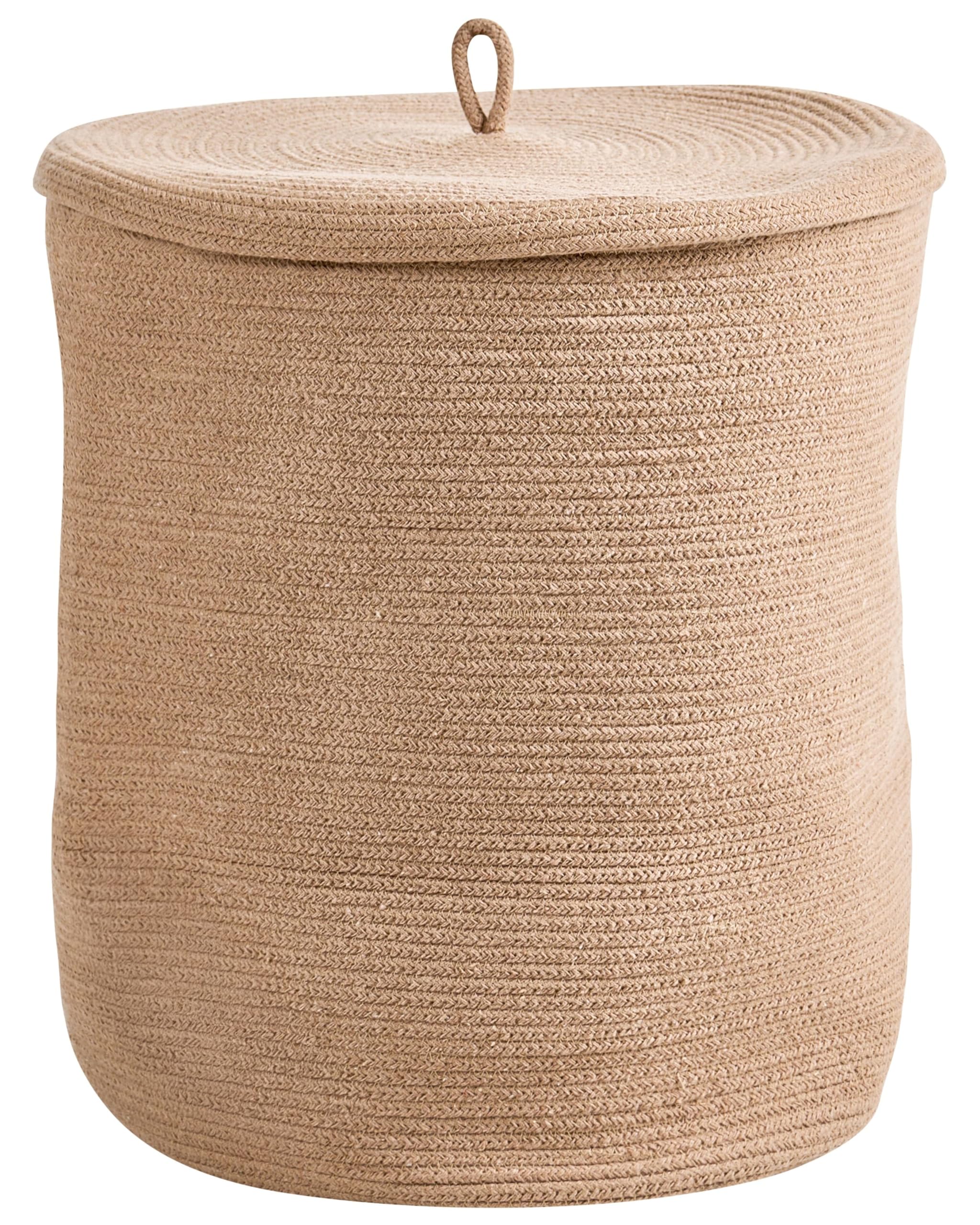 Korb Baumwolle beige geflochten mit Deckel Boho-Design Silopi