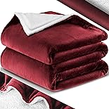 KESSER® Kuscheldecke Flauschige Sherpa Extra Weich & Warm Wohndecke Flanell Fleecedecke, Falten beständig/Anti-verfärben als Couchdecke Sofadecke oder Bettüberwurf, 150 cm x 200 cm (XL) Bordeaux Rot