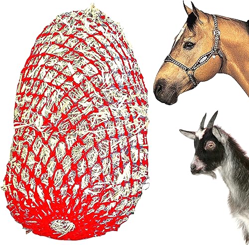 Miniatura 9 de Majestic Ally Agujeros de 2 x 2 pulgadas, alimentación lenta, red de heno muy resistente con anillo inferior para caballos deseados, cuerda de
