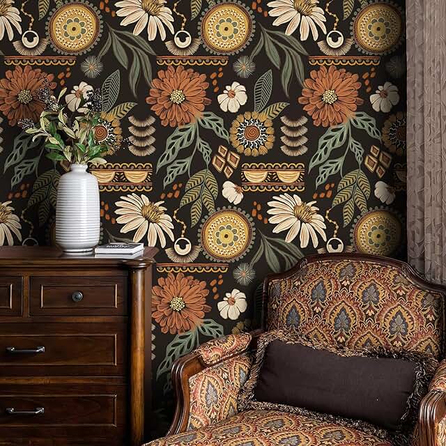 JiffDiff Boho Wallpaper Peel and Stick 17.3