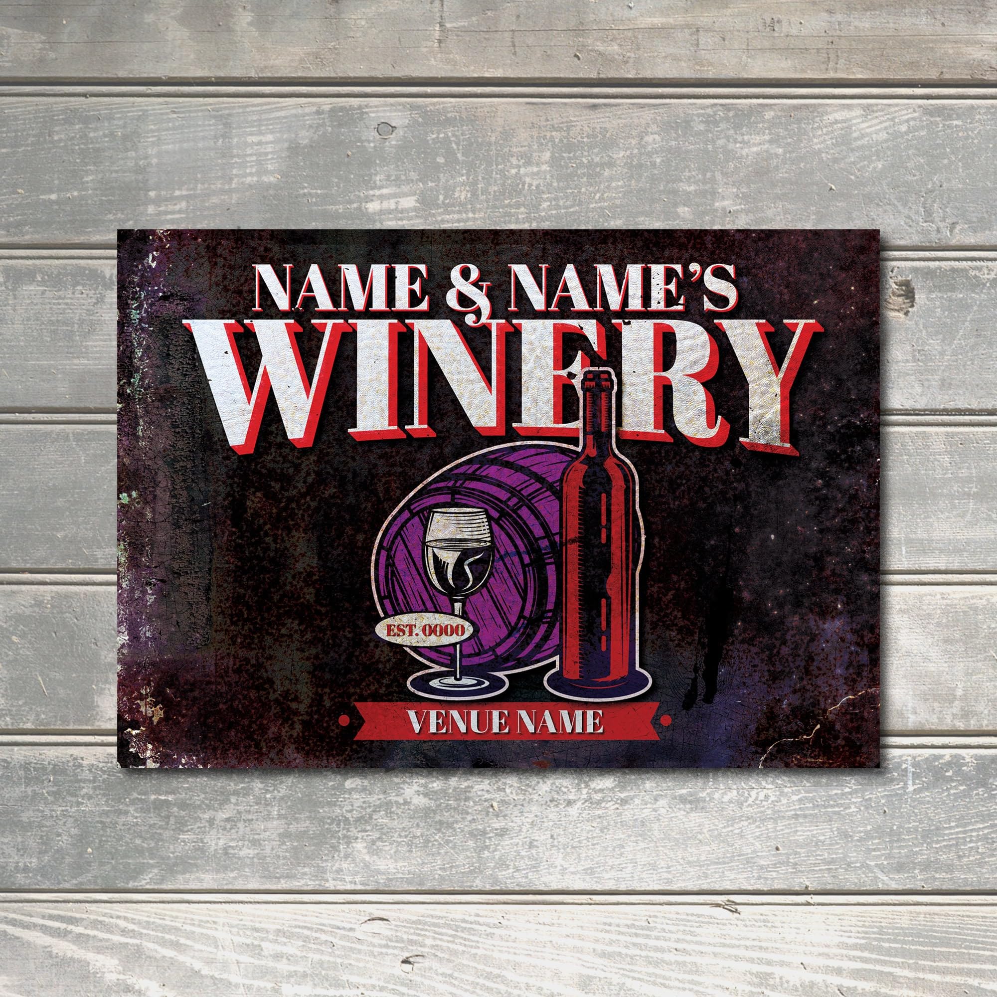 My Pixel Print Metal Personalised Winery Sign Wine Cellar Or Bar Custom Decor Gift Plaque