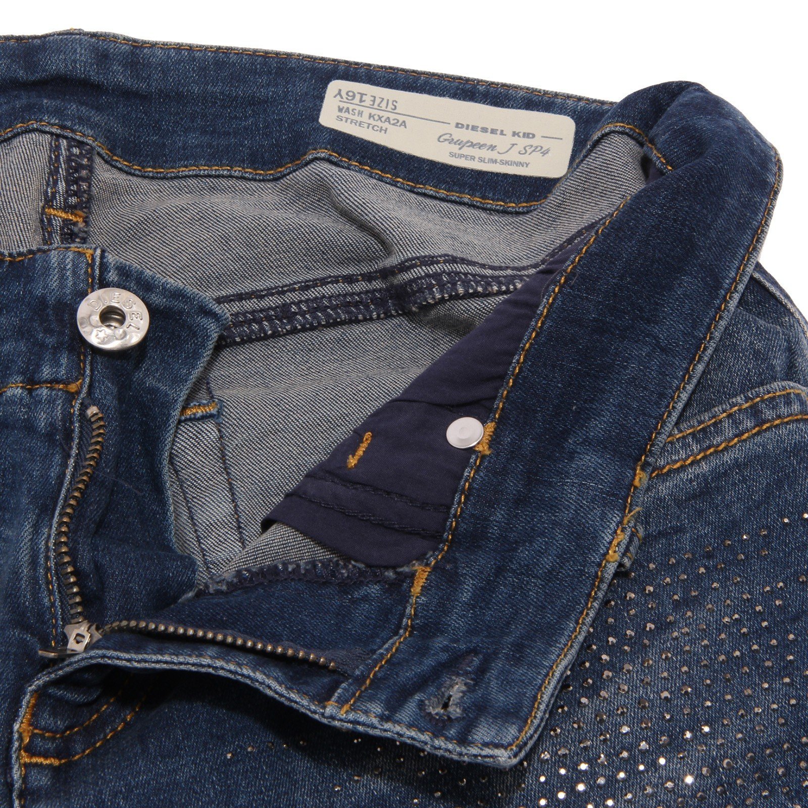 Diesel 7169S Jeans Bimba Girl Blue Stretch Pantalone con Strass Trouser