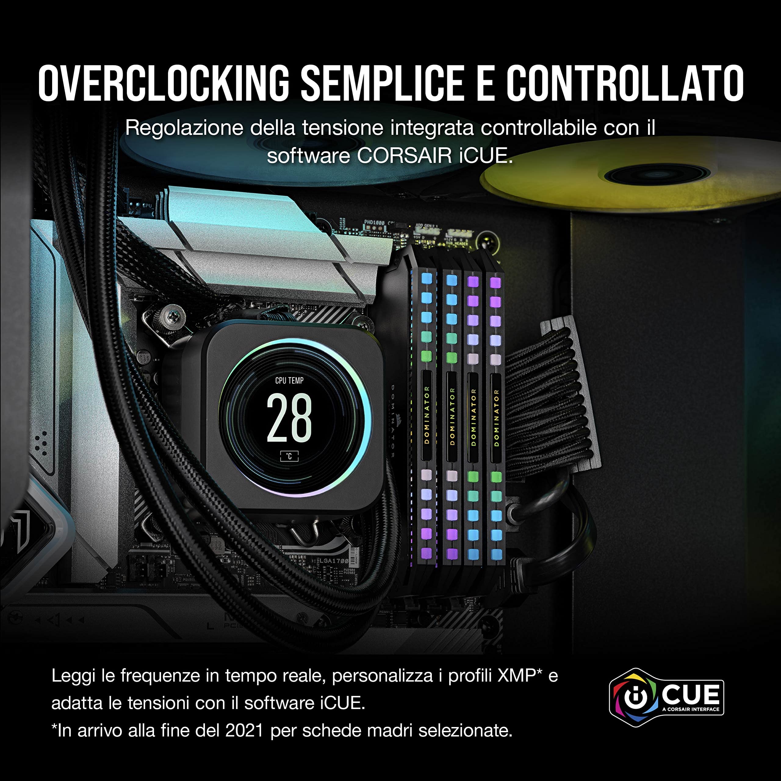 CORSAIR DOMINATOR PLATINUM RGB DDR5 RAM 32GB (2x16GB) 7200MHz CL34 Intel XMP Compatibile iCUE Memoria per Computer - Nero (CMT32GX5M2X7200C34)