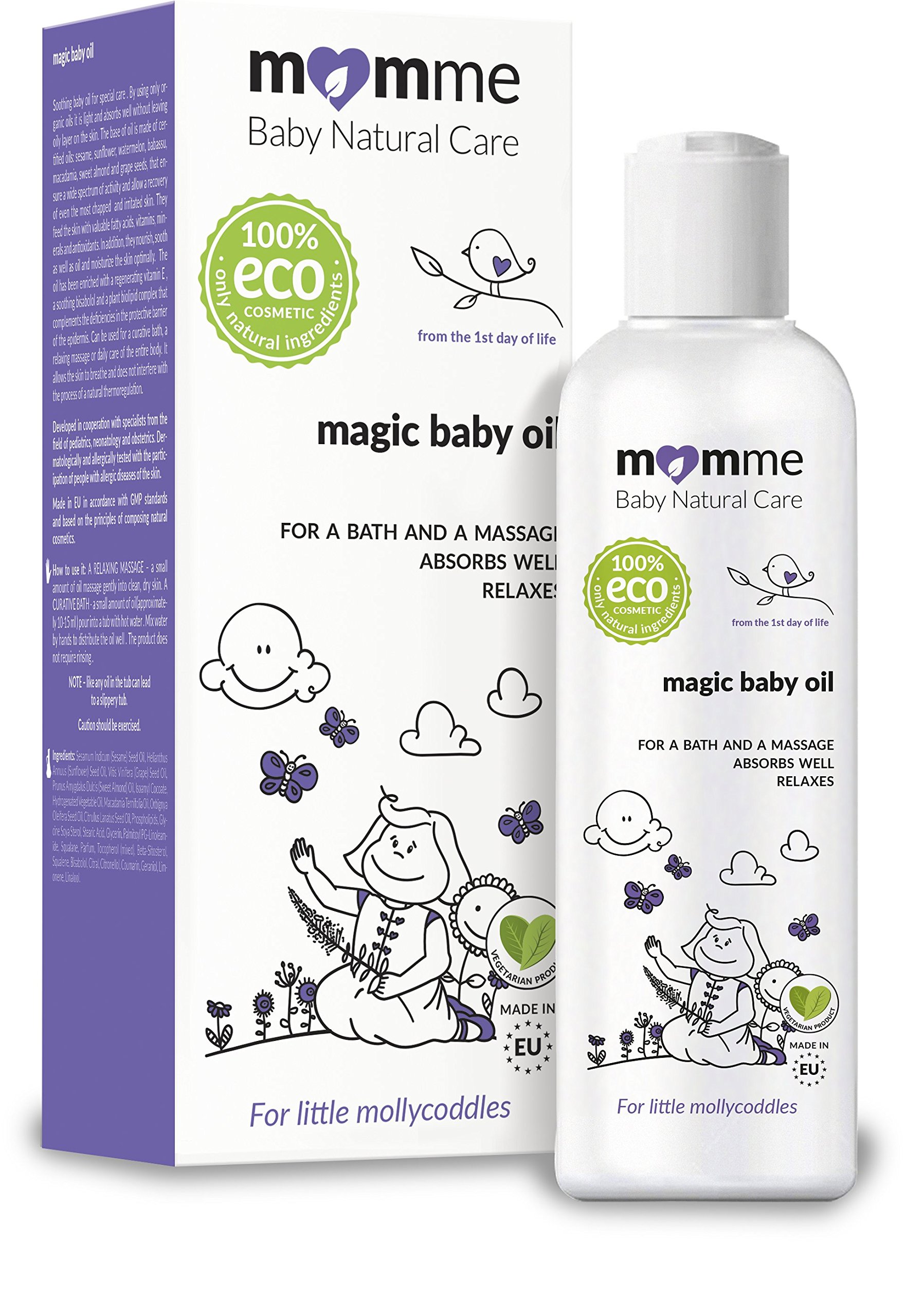 Magic Baby Oil/Organic/Macadamia Oil/Sesame Oil/Sweet Almond Oil/Chamomile (5.1 fl.oz) / for Bath and Massage