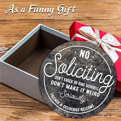 Miniatura 4 de Letrero de madera para puerta delantera, No Soliciting, Don't knock or ring doorbell, letrero de bienvenida retro negro de 10 pulgadas, divertido