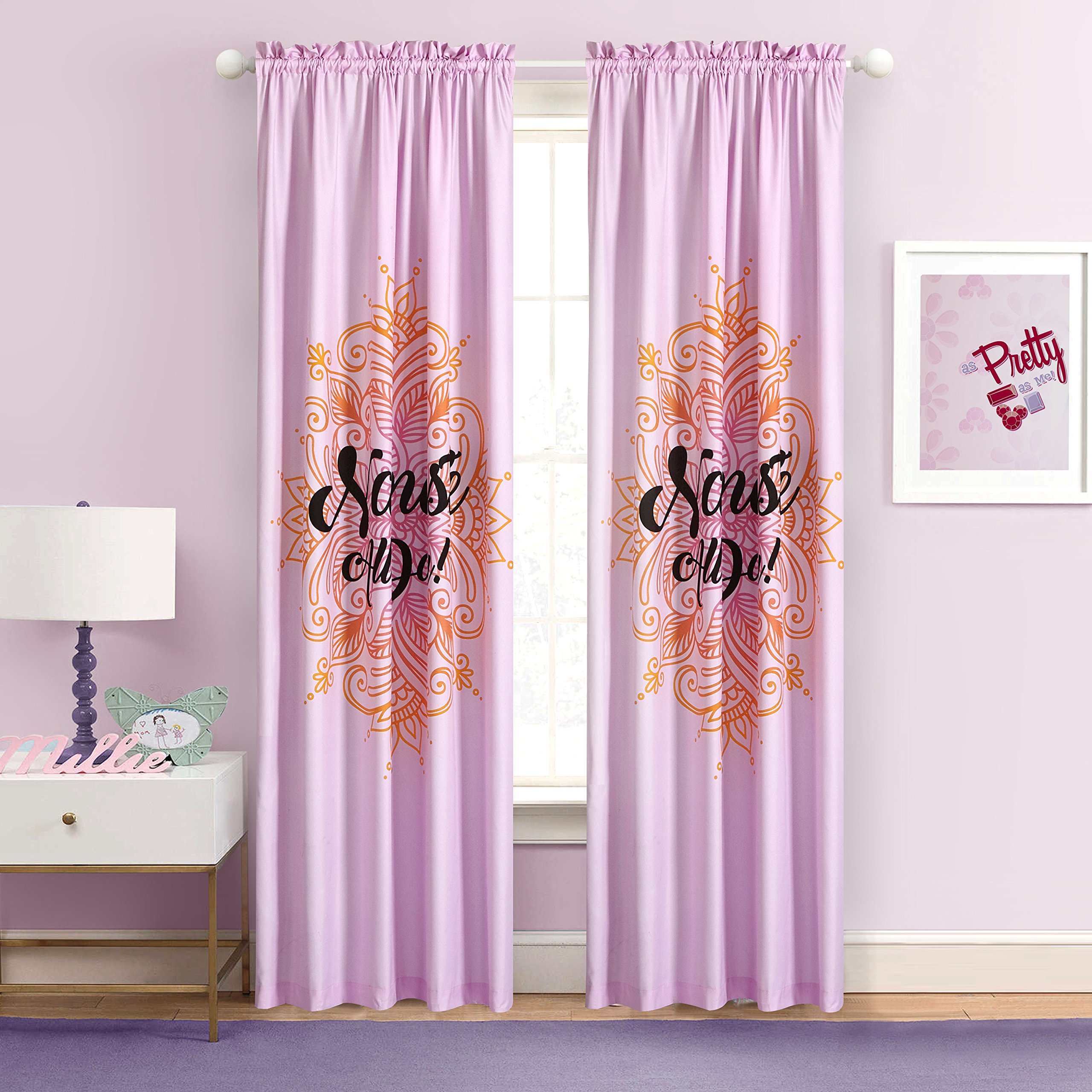 Rideau de fenêtre violet Idea Nuova de 63 pouces pour chambre d'enfant
