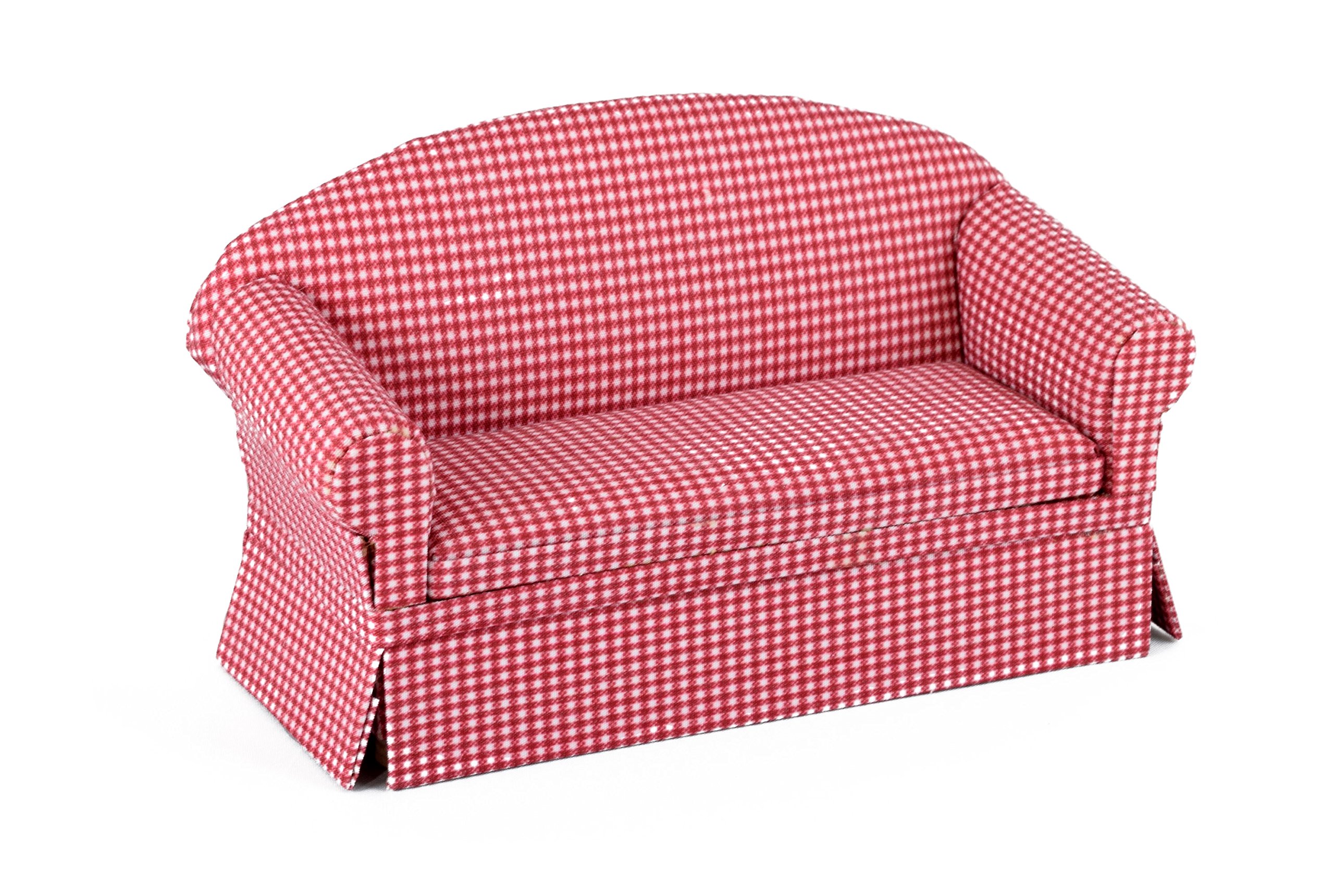 Amazon | (Red Check) - Miniature Dollhouse Sofa - Dolls House