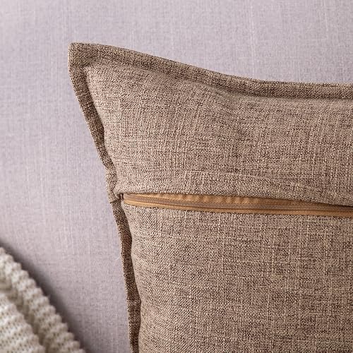 Miniatura 9 de MADIZZ Juego de 2 fundas de almohada de lino de 18 x 18 pulgadas, suaves, decorativas, para sofá, dormitorio, funda de almohada