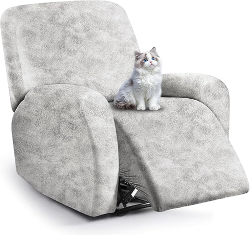 Miniatura 169 de Fundas para sillas reclinables con aspecto de cuero, funda elástica de 4 piezas, funda suave para silla reclinable, protector de muebles lavable