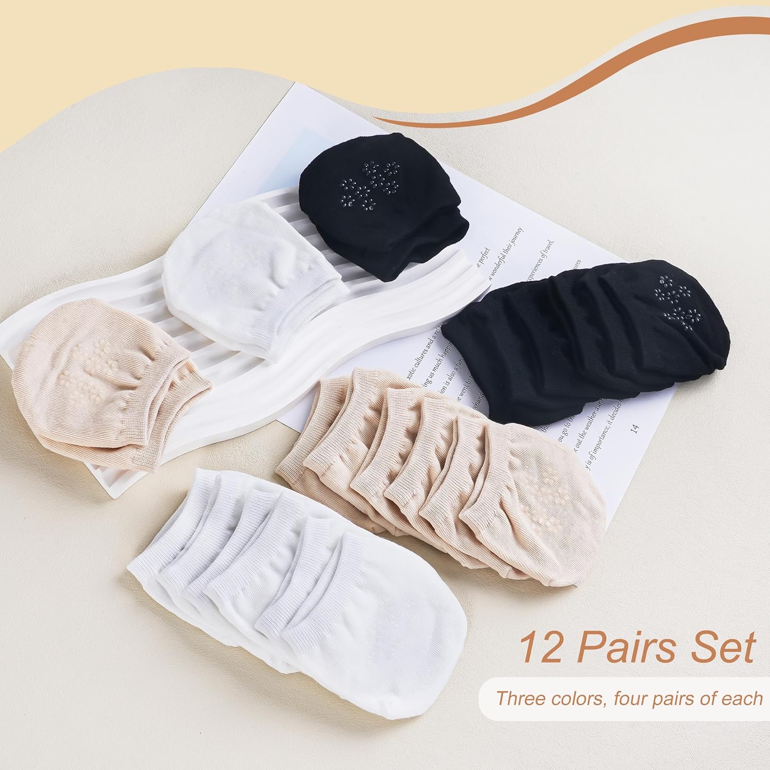 TaShow 12 Pairs Half Socks for Women, No Show Toe Topper Socks, Non-Skid Mule Socks Women with Grip, Comfortable & Elastic, Versatile for Multiple Shoes - Image 6
