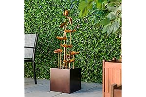 Alpine Corporation 43" CPS192 Tall Aged Patina Leaf Cascading Metal Fountain