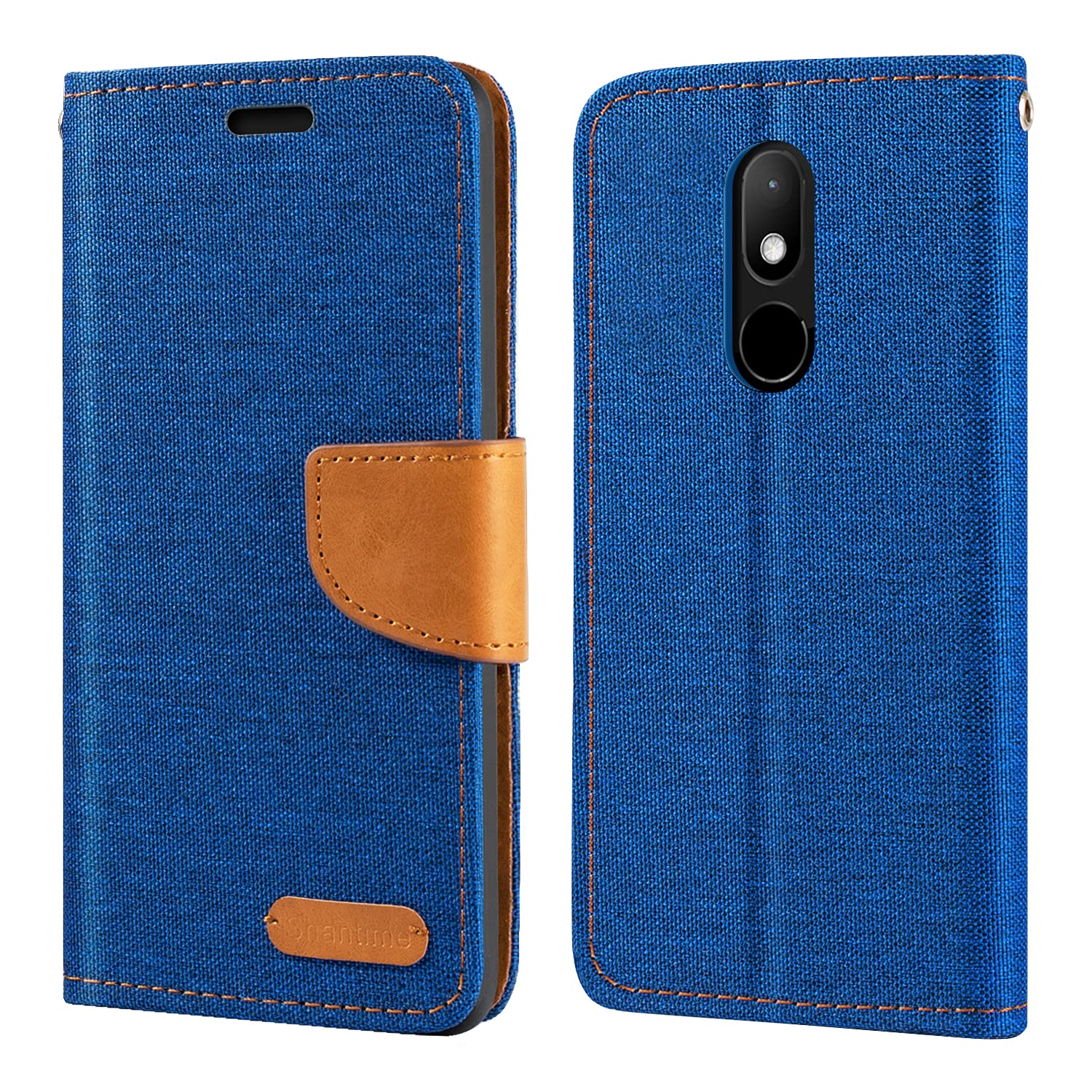 Custodia Flip In Tessuto Oxford E Pelle PU Compatibile Con Wiko Y61 W K560 Cover Protettiva Con 714632