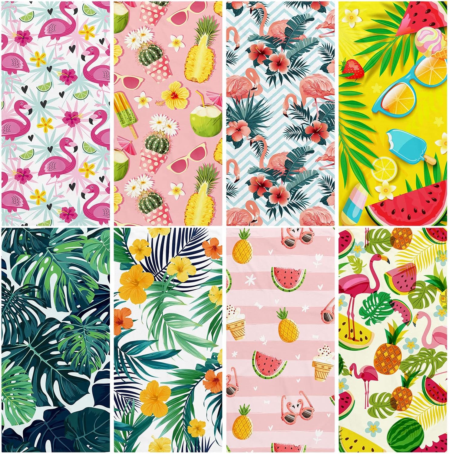 Haull 8 Pcs Oversized Microfiber Beach Towels Bulk 75''x35