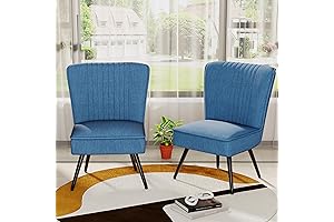Alunaune Set of 2 Armless Blue Accent Chairs