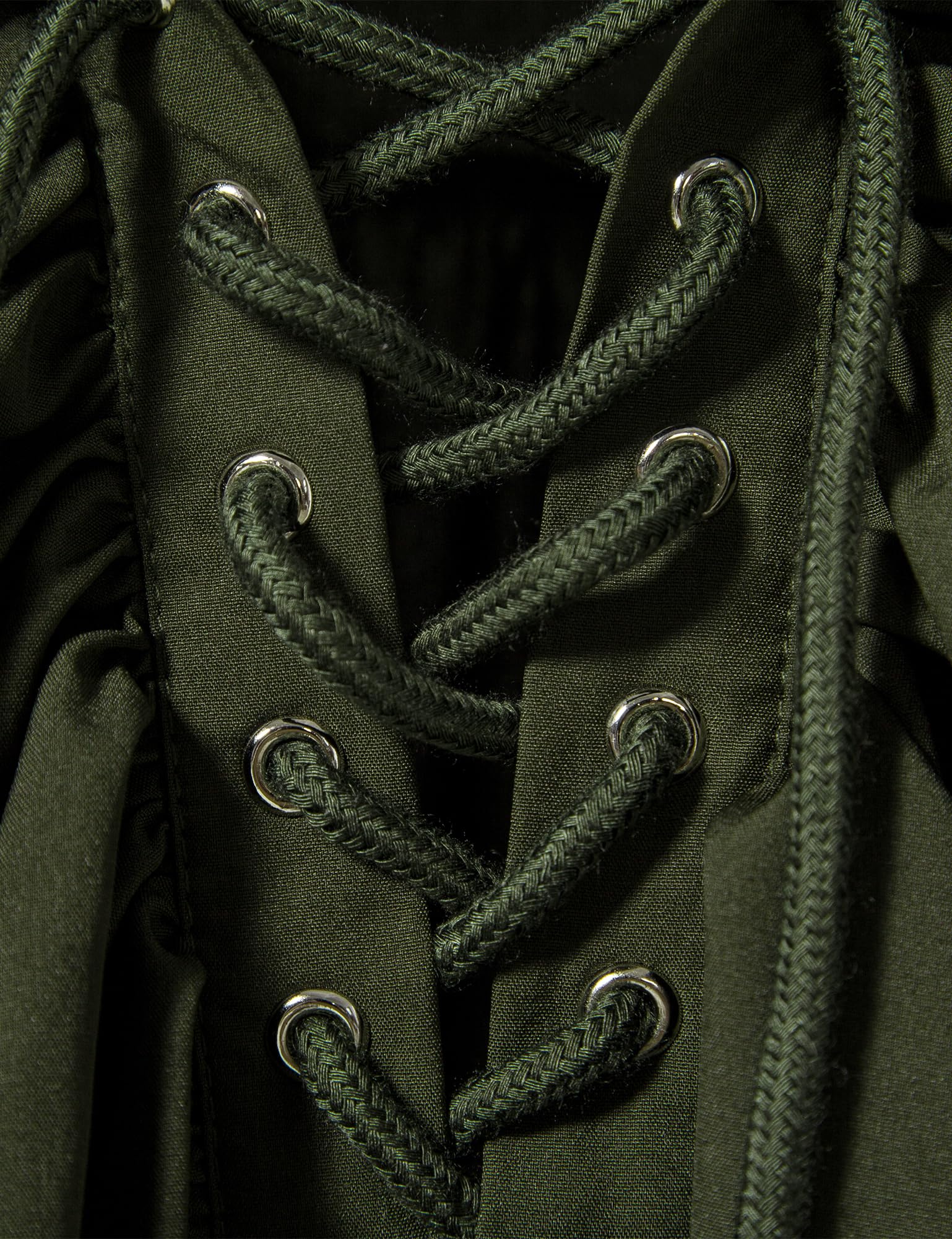 PARKLEES Men's Renaissance Pirate Ruffled Frilly Shirts Jabot Collar Victorian Medieval Costume Green Large - Image 4