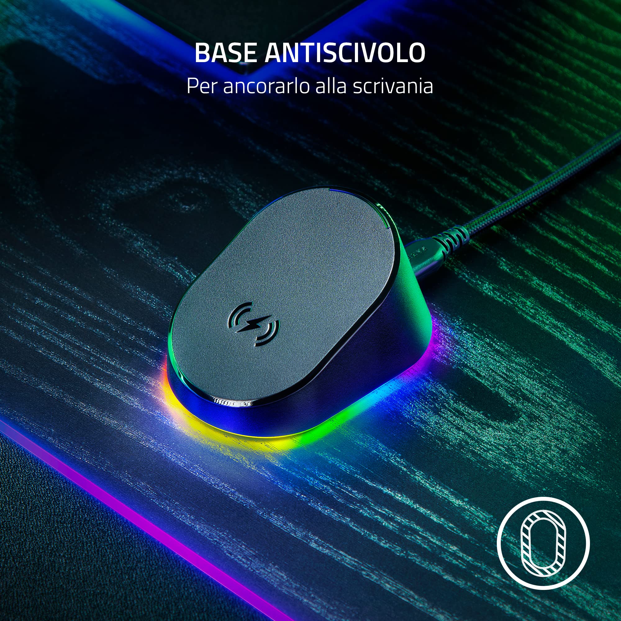 Razer Mouse Dock Pro & Charging Puck - Dock di ricarica wireless magnetico e modulo per mouse compatibili (Hyperspeed 8K Hz, 8 luci RGB Chroma) Nero