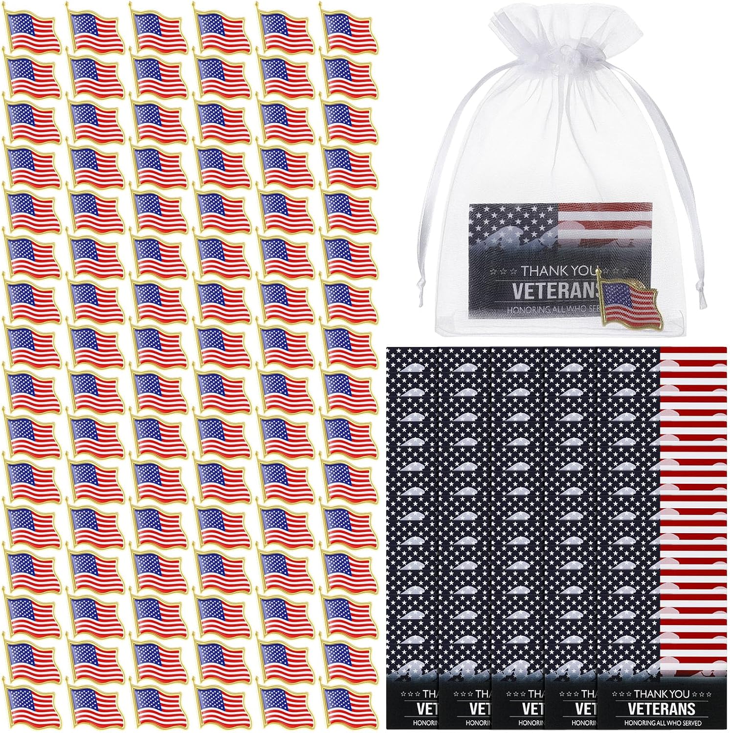 Suncalla Veteran Pins Bulk Patriotic American Flag Label Pins Gift
