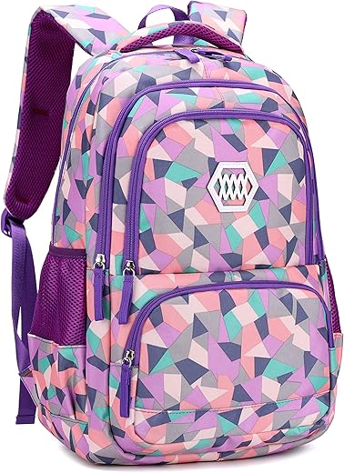 Geometric, Leaf or Galaxy Print Backpack for Girls-Boys Middle-School Elementary Bookbags