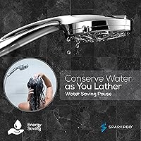 Vista 7 de SparkPod Cabezal de ducha de mano de 10 modos con manguera, cabezal de ducha de alta presión de 5 pulgadas con boquillas táctiles de mano