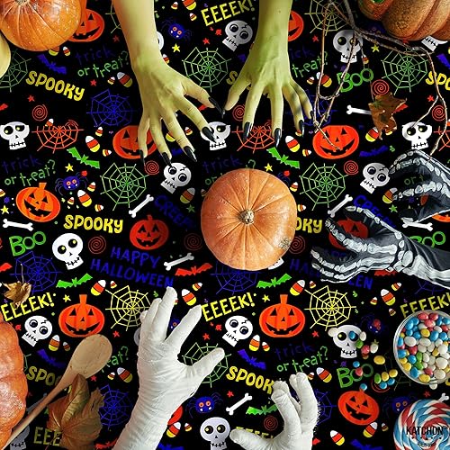 Miniatura 7 de KatchOn, Mantel de plástico para Halloween  Grande 54 x 108 pulgadas, paquete de 2  Mantel de Halloween espeluznante para mesa de Halloween, mantel