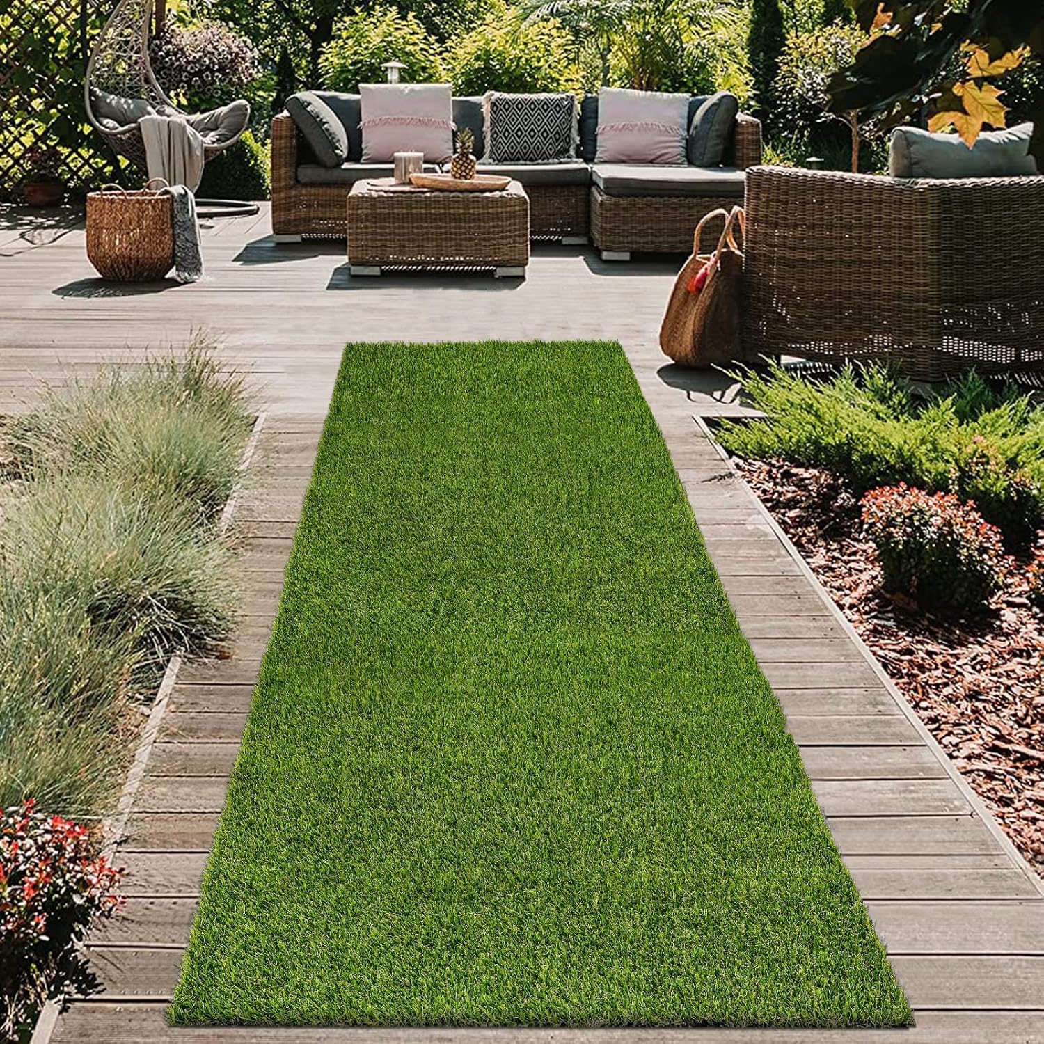 SHREE POLYMERS 2 X 6 Feet Artificial Grass mat/Waterproof Mat/Grass Mat for Room/Door/Balcony/Hotel/Lawn/Shop Grass Carpets Size with 25mm Thickness- 2 x 6 Feet