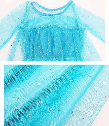 Miniatura 5 de Esvaiy Disfraz de princesa Elsa para niñas pequeñas, fiesta de cumpleaños, ropa de cosplay con accesorios
