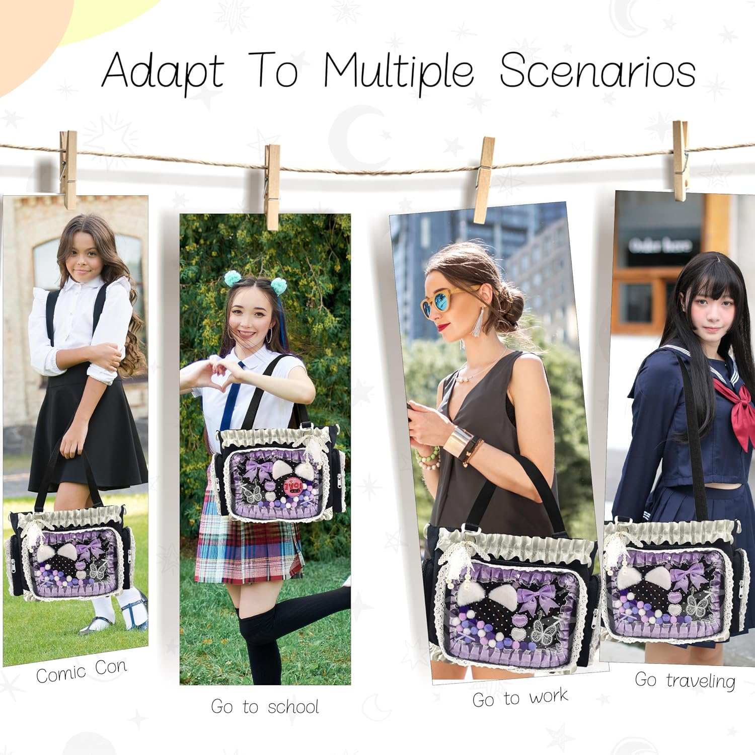 Ita Bag, Kawaii Crossbody Bag, DIY Pin Display Bags with Insert & Cute Accessories, Y2K Style - Shoulder Tote Bags | Personalized