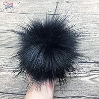 Vista 8 de Furryvalley Pompón de piel sintética, 4 unidades, manualidades, bolas esponjosas para sombrero, zapatos, bufandas con cierre a presión, sombrero