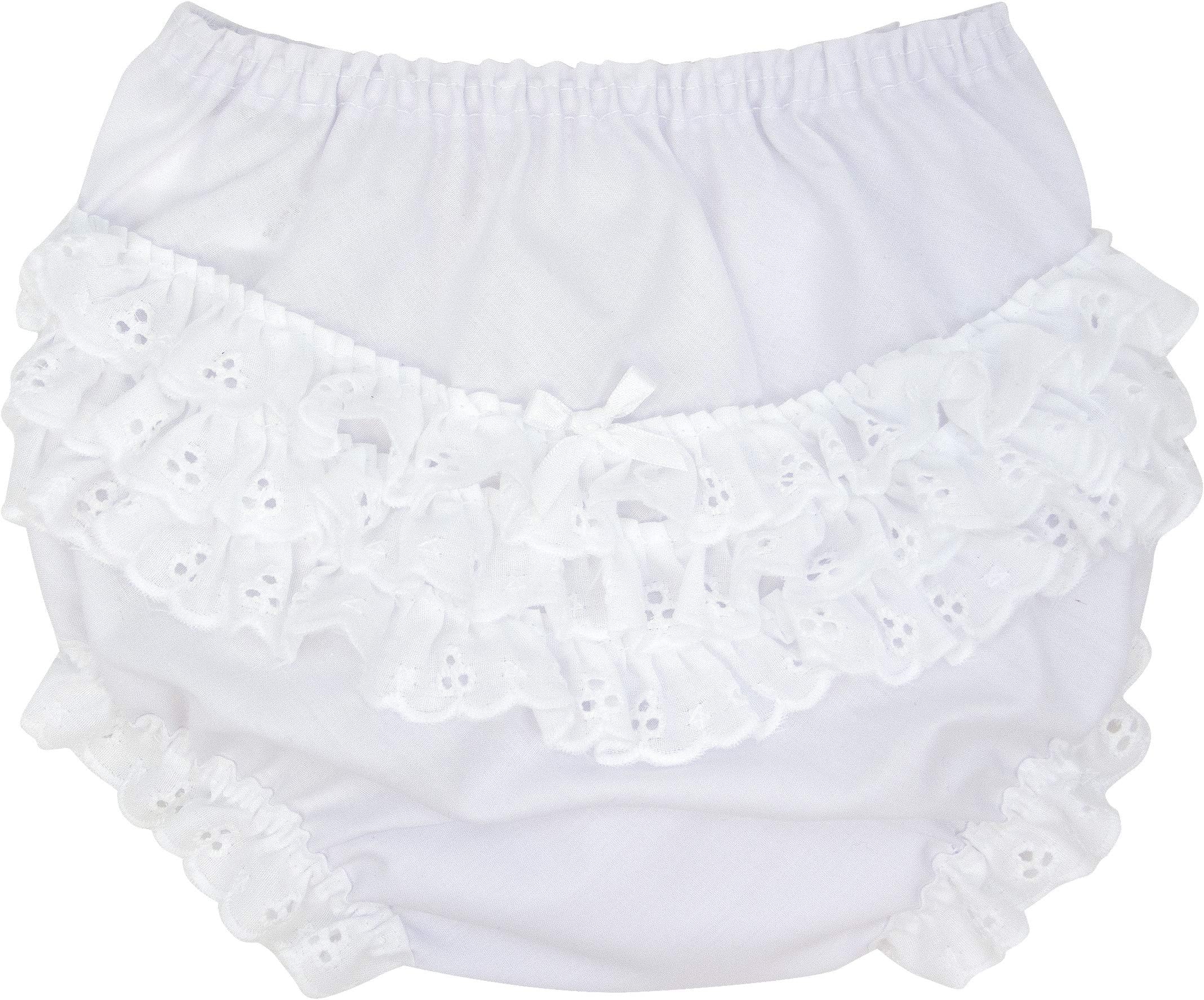 IC CollectionsI.C. Collections Baby Girls White Batiste Rumba Diaper Cover Bloomers