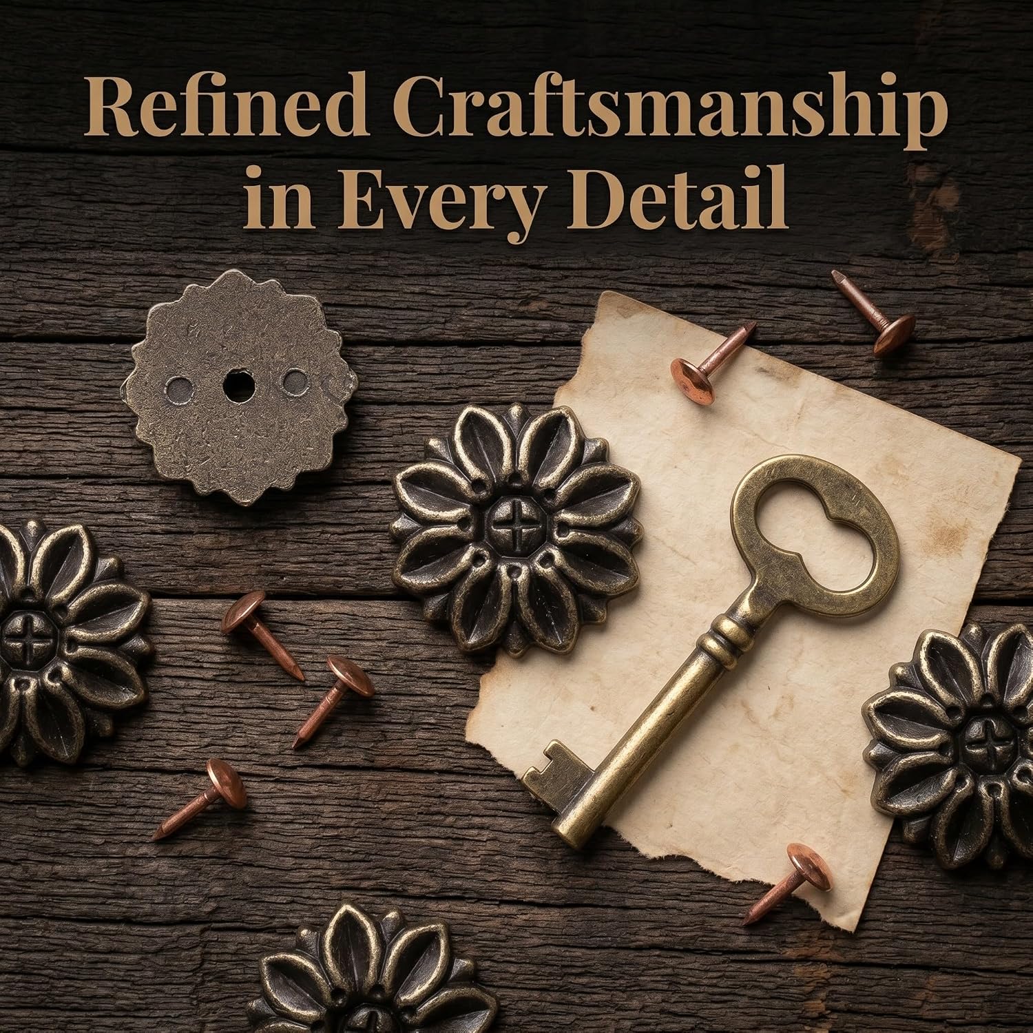 20pcs Retro Zinc Alloy Metal Backplate Decorative Washer | Coffee Finish, round Petal Edge Rosette, Dresser and Wood Cabinet Surfaces
