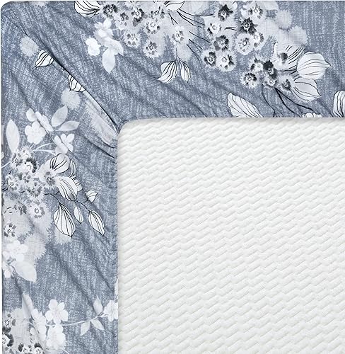 Miniatura 6 de Juego de sábanas de 6 piezas ultra suave y sedosa con bolsillo profundo y estampado rico de rayón de bambú para todas las estaciones, con 4 fundas