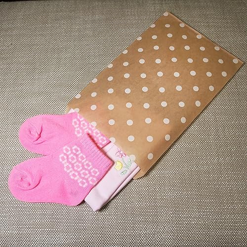 Miniatura 6 de CuteBox Bolsas de regalo de papel plano blanco con lunares (6 x 9 pulgadas) para mercancía, manualidades, recuerdos de fiesta, venta al por menor,