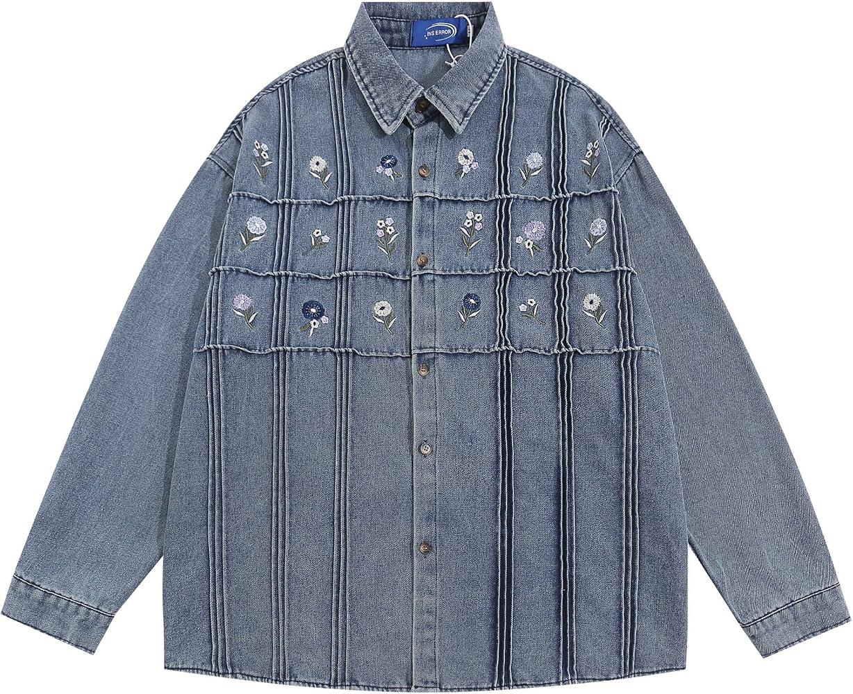 Amazon.com: Y2K Oversized Denim Jacket Women Floral Embroidered 