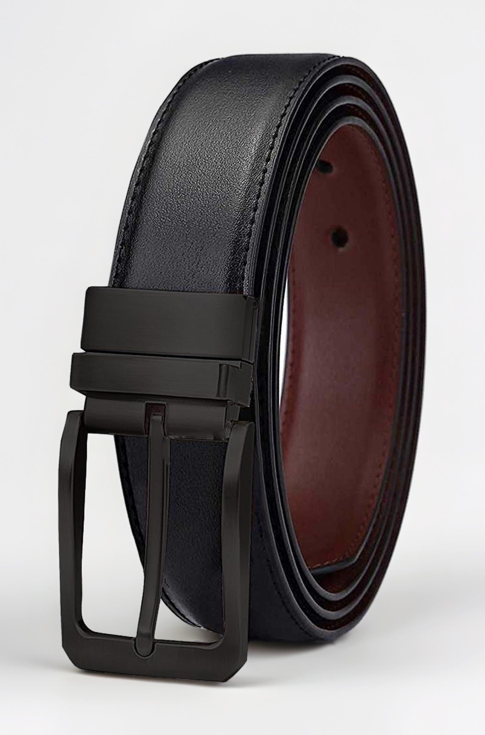 ZORO Men's Vegan Leather Reversible Black and Brown Belt | Formal/Casual | Rotating Buckle | RSTX-04 |