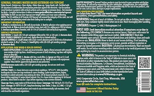Miniatura 2 de General Finishes Exterior 450 Topcoat a base de agua, 1 galón, semi-brillante