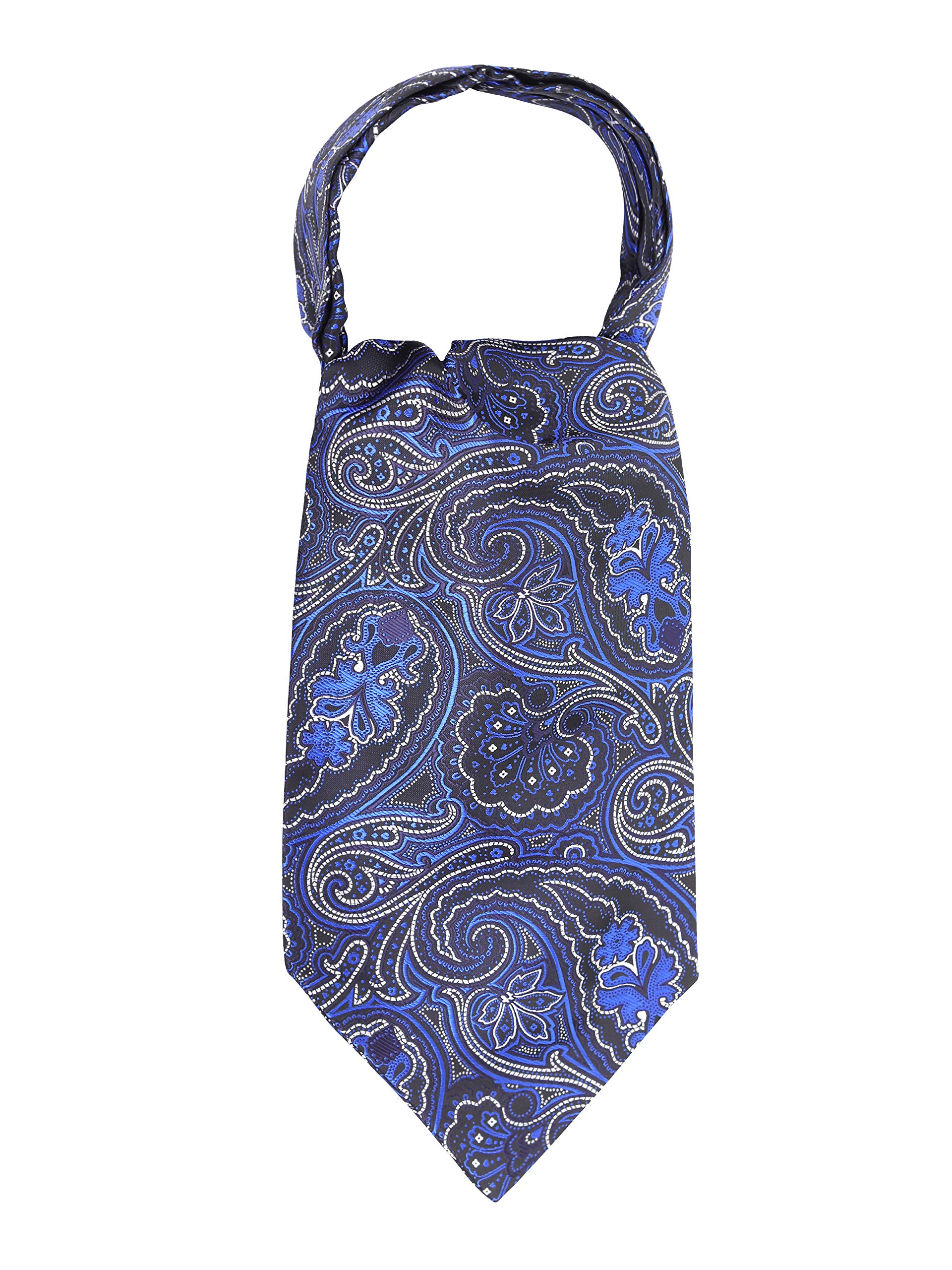 WANYING Men's Retro Ascot Ties Cravat Ties Ascot Neckties Chic for Gentleman - Black Royal Blue