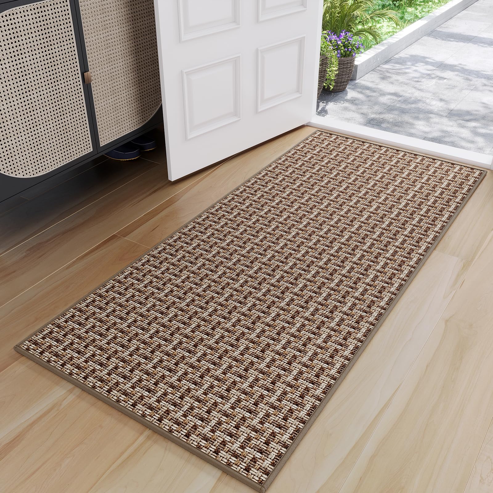 YDKGL Front Door Mat Indoor Non Slip Long Entry Mat Large Brown 24"x72"
