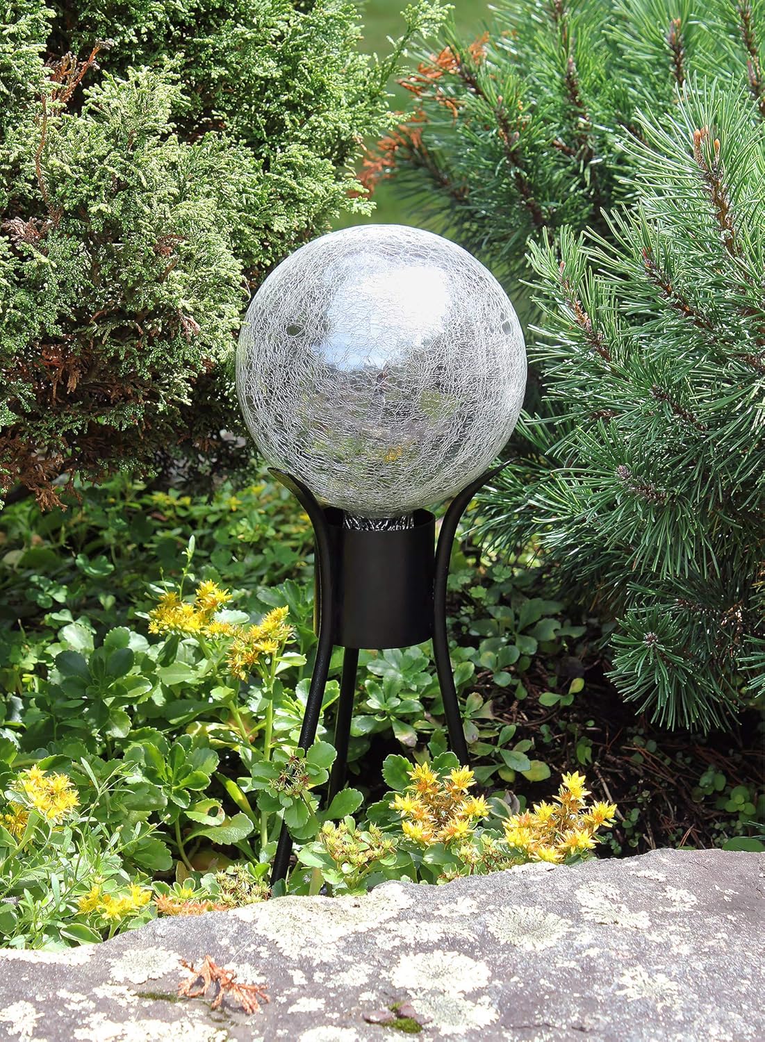Achla Designs GBS-14 Trestle II Gazing Globe Ball Stand, 13 1/2-in H, Black