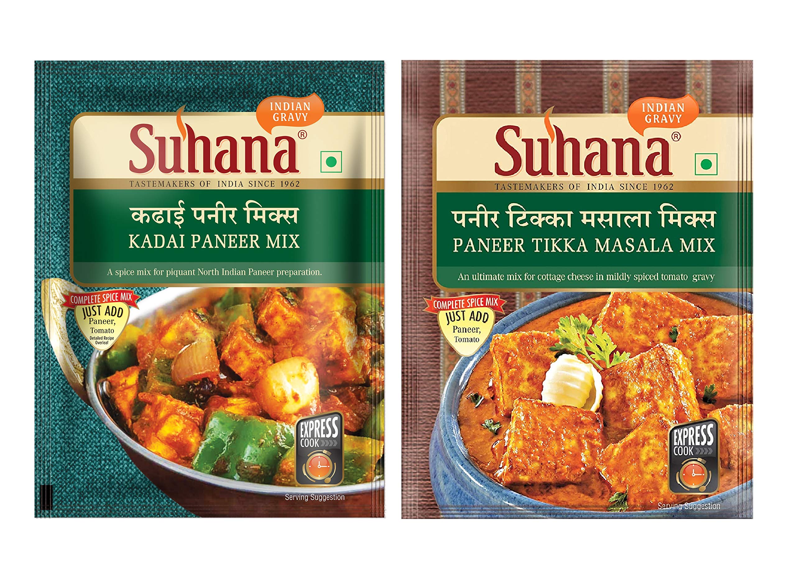 Suhana Paneer Kadhai Mix & Paneer Tikka 50g Spice Mix | Easy to Cook - Combo of 4 (B08B659314) Amazon Price History, Amazon Price Tracker