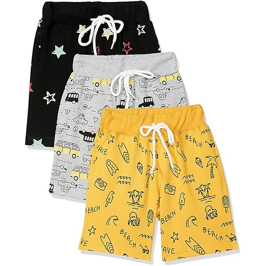 T2F Boys Cotton Printed Shorts Pack of 3