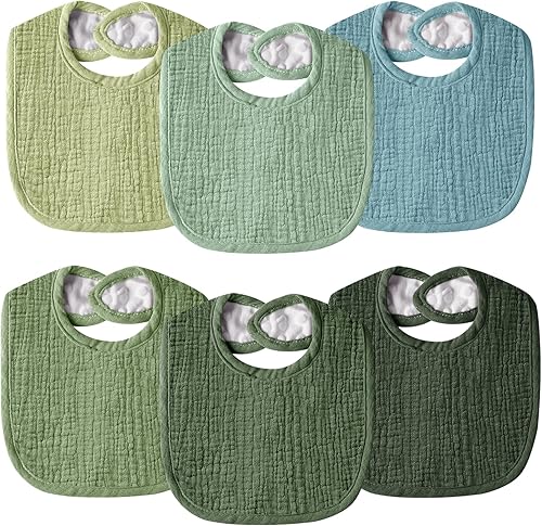 Baberos de muselina para bebés para niños y niñas, baberos de algodón para babeo, baberos ajustables para recién nacidos para babeo y dentición
