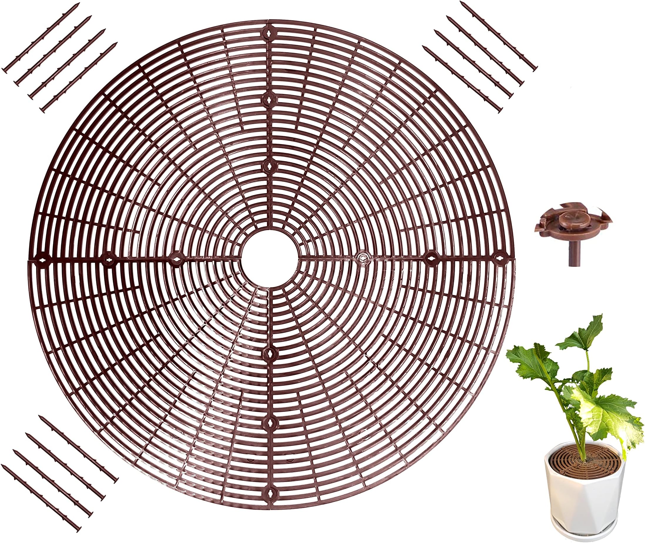 Yfan Plant Pot Gird with Center Hole Flower Cover Soil