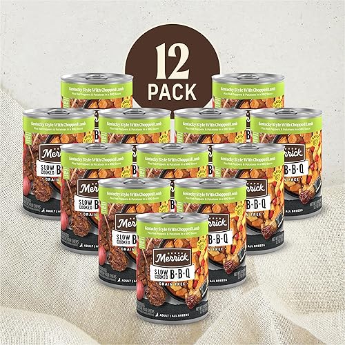 Miniatura 4 de Merrick - Comida húmeda sin cereales para perros, barbacoa cocida a fuego lento estilo Kentucky con cordero picado, 12.7 onzas (paquete de 12)