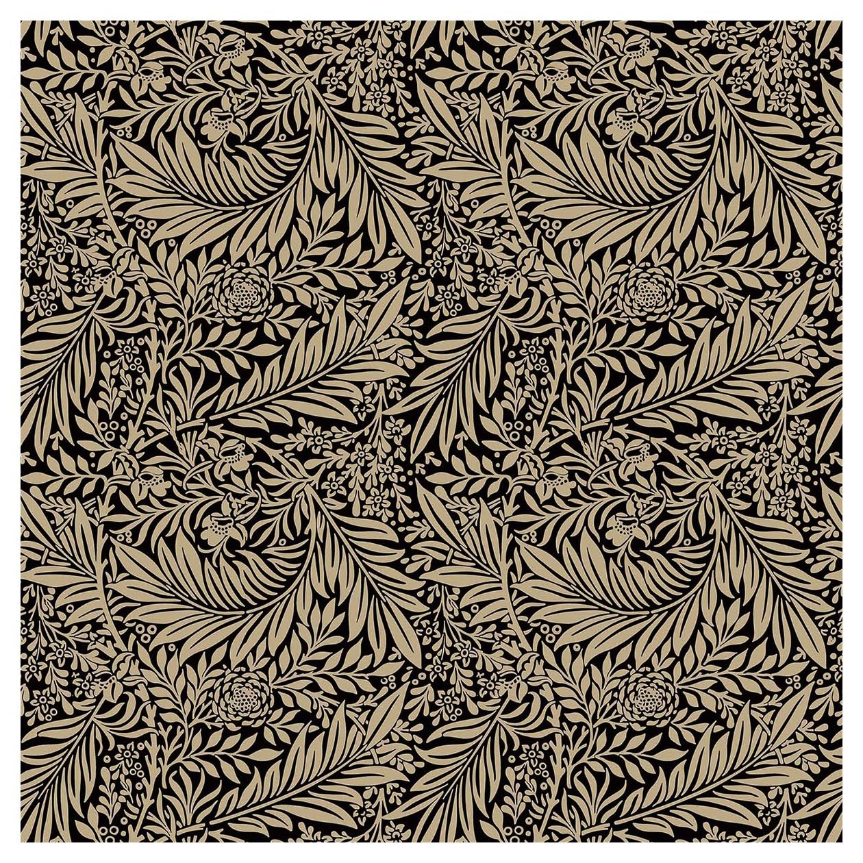 TheFabricTrade 100% Cotton Fabric Digital Printed Material William Morris Larkspur Ebony Classic Design - Ideal for Arts & Crafts, Sewing, Quilting - 3 Metre (300cm x 140cm)