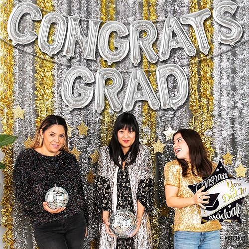Miniatura 8 de KatchOn, Globos de graduación de felicitaciones plateadas, 16 pulgadas con juego de números de globos plateados 2023, 40 pulgadas, globos de
