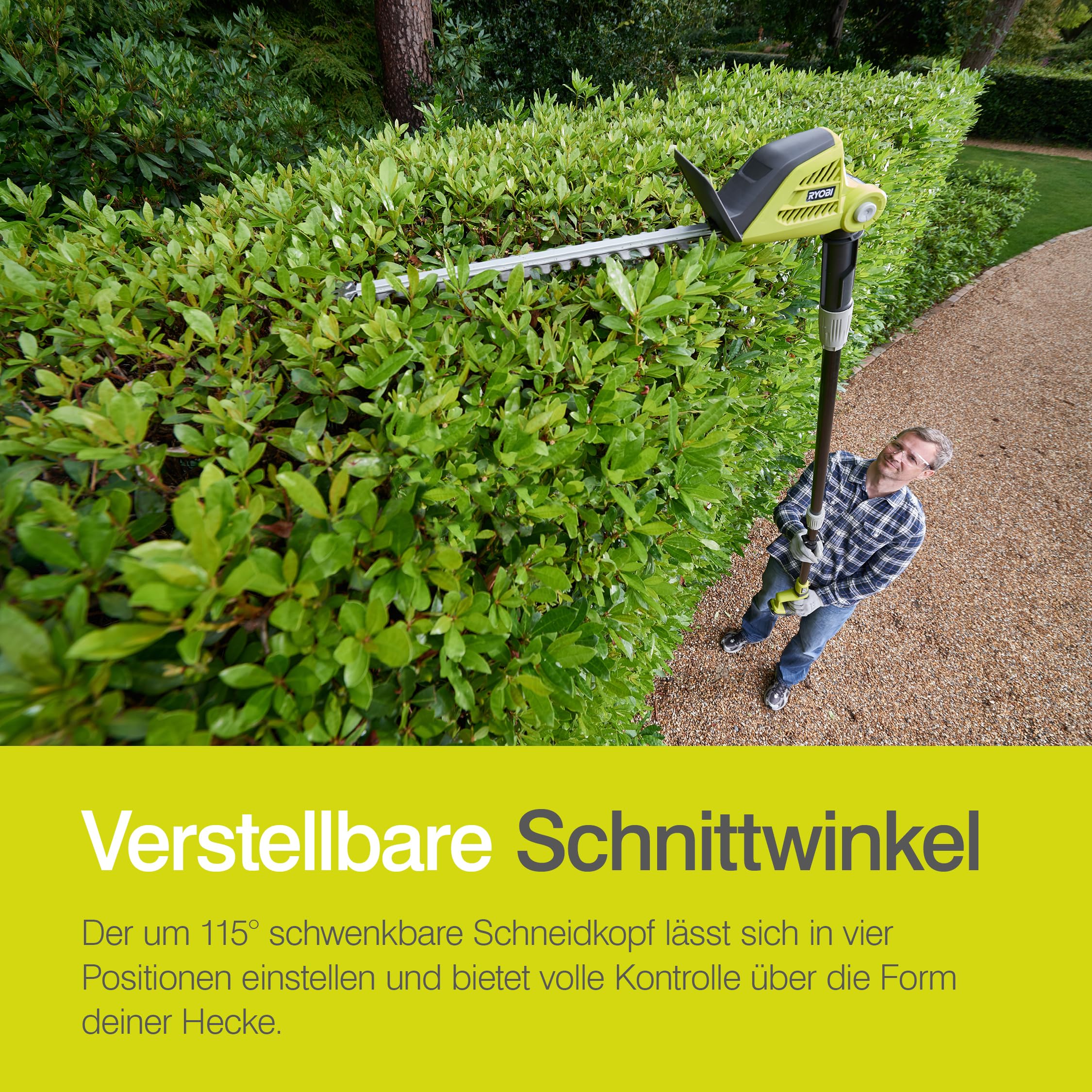 RYOBI 18 V ONE+ Akku-Teleskop-Heckenschere OPT1845, 45 cm Diamant-Messer