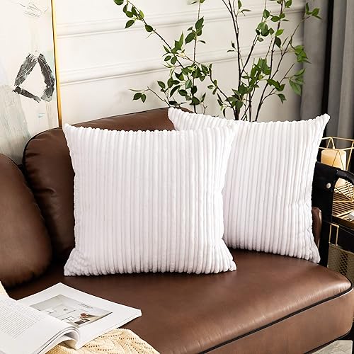 UGASA - Fundas para almohada de franela de terciopelo supersuaves, a rayas